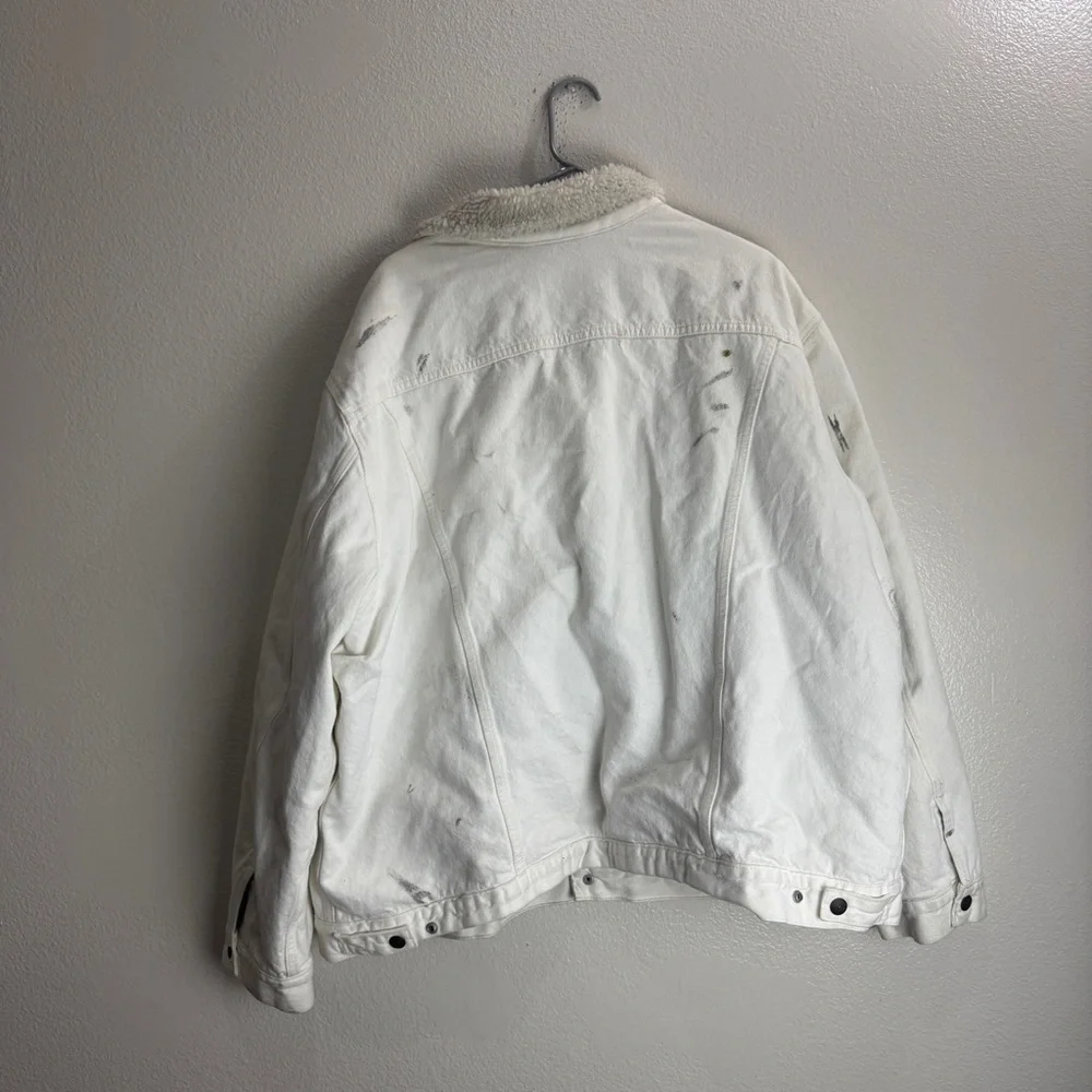 Levis Sherpa Vintage Denim Jacket Distressed Size XXL